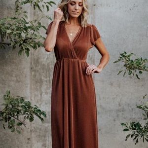 Baltic Born Athena Pleated Maxi Dress bronze